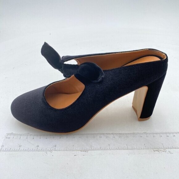 YDN Black Retro Bow Chunky Heel Mules Round Toe Slip on Sandals Silde Work Shoes - Picture 2 of 8